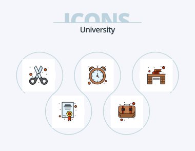 University Line Filled Icon Pack 5 Icon Design. school. lamp. math. abacus