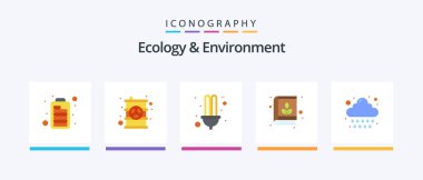 Ekoloji ve Çevre Apartmanı 5 Simge Paketi Rapor da dahil. Doğa. Elektrik. Bilgi. Eğitim. Yaratıcı Simgeler Tasarımı