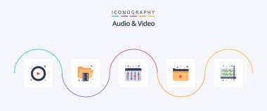 Ses ve Görüntü 5 Simgesi Paketi, ses dahil. Ses. Ayarlama. Oynayın. film