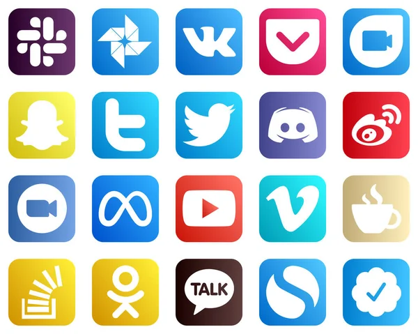 20 High Resolution Social Media Icons such as video. discord. china and weibo icons. High quality and creative