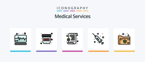Linka Lékařských Služeb Vyplněno Icon Pack Včetně Lékařského Služby Složky — Stockový vektor