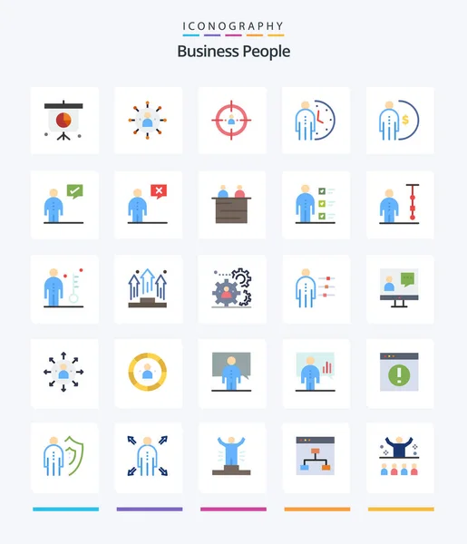 Creative Business People Flat Icon Pack Person Management Business Deadline — Vetor de Stock
