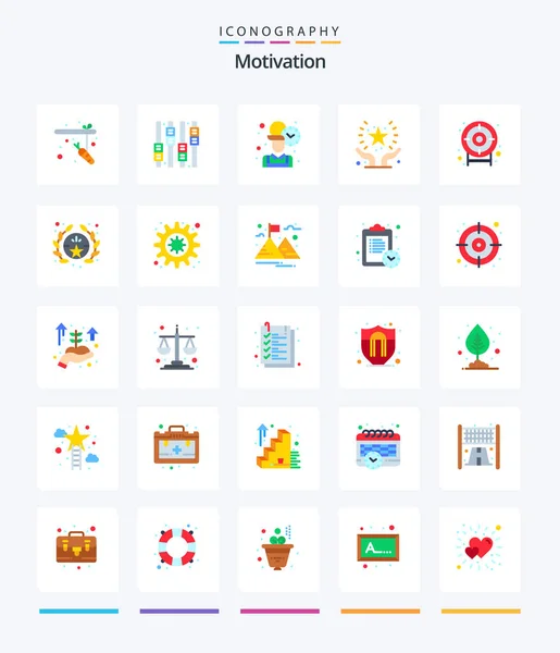 Creative Motivation Flat Icon Pack Target Darts Time Safe Giving — Wektor stockowy