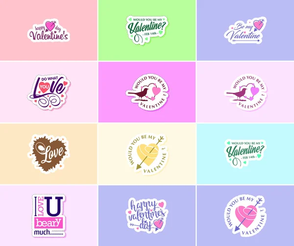Love Details Valentine Day Typography Graphics Stickers — Archivo Imágenes Vectoriales