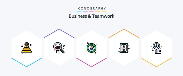 Paquete Iconos Business Teamwork Filledline Con Zoom Incluido Búsqueda Desconocido — Archivo Imágenes Vectoriales