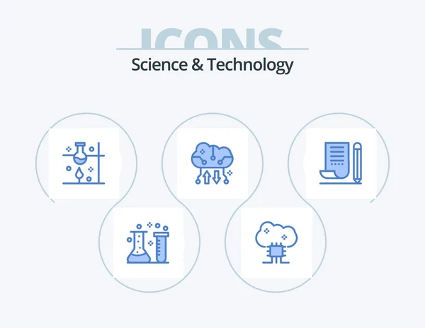 Ciencia Tecnología Blue Icon Pack Icon Design Almacenamiento Nube Copia — Archivo Imágenes Vectoriales