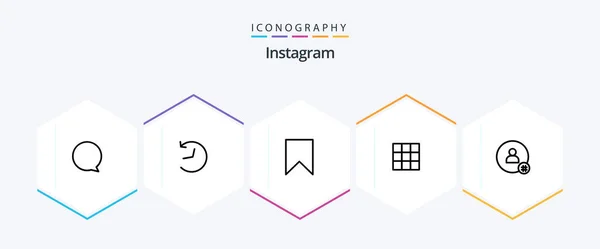 Пакет Иконок Instagram Line Включая Твит Следуйте Интерфейс Комплекты Галерея — стоковый вектор
