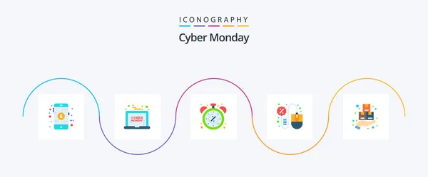 Cyber Monday Flat Icon Pack Including Sales Cyber Monday Discount — Stock Vector