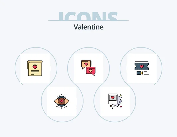 Valentine Line Filled Icon Pack Icon Design Photo Amour Les — Image vectorielle