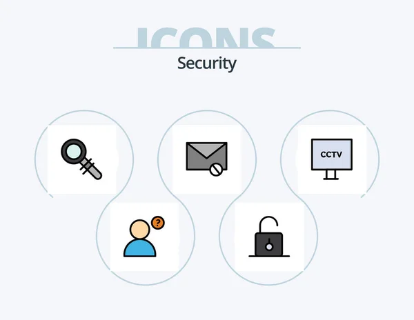 Security Line Filled Icon Pack Icon Design Security Camera Secure — Stock Vector