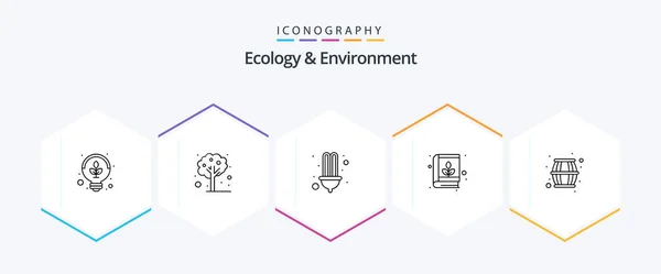 Ecology Environment Line Icon Pack Including Beer Nature Electric Knowledge — Vetor de Stock