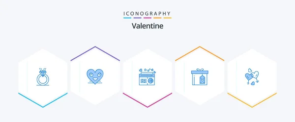 Valentine Blue Icon Pack Including Surprize Gift Box Face Songs — 图库矢量图片