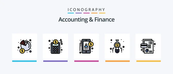 Бухгалтерская Финансовая Линия Заполнена Icon Pack Включая Финансы Диаграмму Банкинг — стоковый вектор
