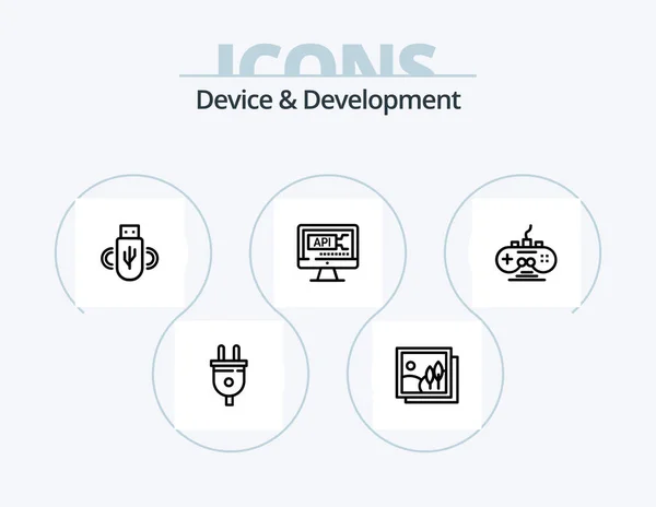 Дизайн Значка Device Development Line Icon Pack Интернет Громко Телефон — стоковый вектор