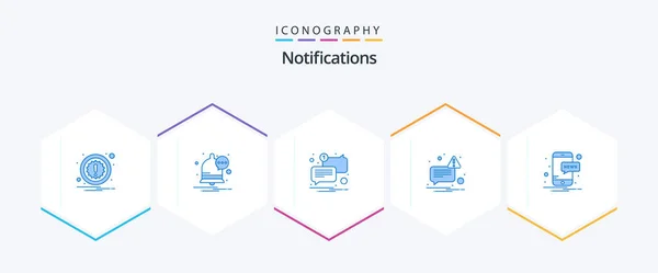 Notifications Blue Icon Pack Including Notification Message News Sent — Stock Vector