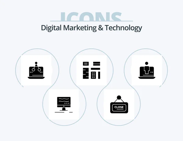 Digital Marketing Technology Glyph Icon Pack Icon Design Computer Native — Stockvektor