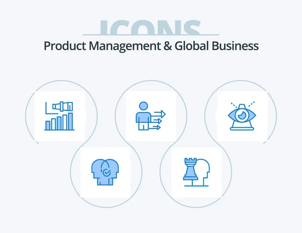 Ürün Yönetimi Global Business Blue Icon Pack Simge Tasarımı Modern — Stok Vektör