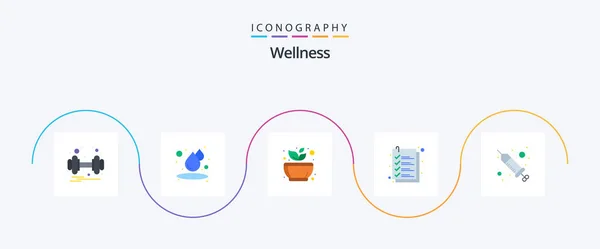 Wellness Flat Icon Pack Including Injection File Mortar List Check — Stok Vektör