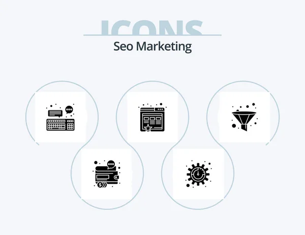 Seo Marketing Glyph Icon Pack Icon Design Analysis Website Settings — 图库矢量图片