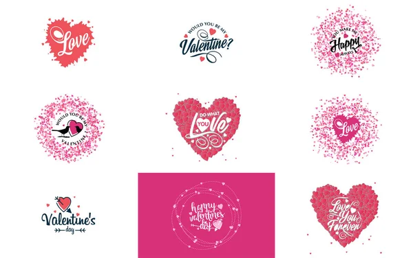 Happy Valentine Day Banner Template Romantic Theme Pink Red Color — Stock vektor