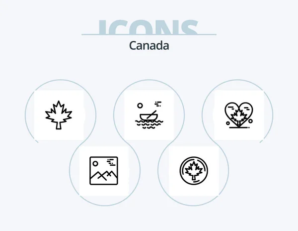 Canada Line Icon Pack Icon Design Autumn Leaf Leaf Canada — Vetor de Stock