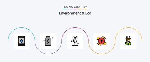 Environment Eco Line Filled Flat Icon Pack Including Right Arrow — Stock Vector