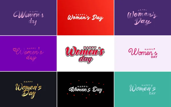 Happy Women Day Greeting Card Template Hand Lettering Text Design — 图库矢量图片