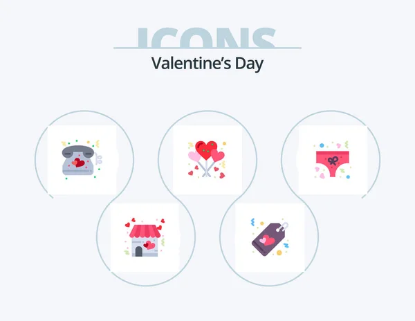 Valentines Day Flat Icon Pack Icon Design Love Romance Heart — Stock Vector