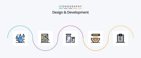 Design Development Line Filled Flat Icon Pack Tym Projekt Kodowanie — Wektor stockowy