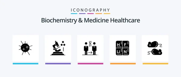 Bioquímica Medicina Healthcare Glyph Icon Pack Incluindo Testng Médico Clonagem — Vetor de Stock
