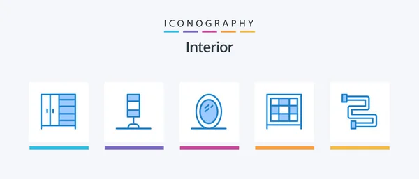 Interior Blue Icon Pack Including Mirror Rail Bathroom Creative Icons — Stock vektor