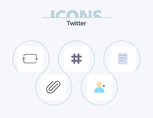 Дизайн Twitter Flat Icon Pack Поболтать Спереди Хеш Тег — стоковый вектор