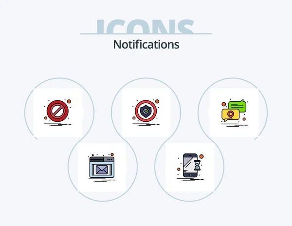 Notifications Line Filled Icon Pack Icon Design Notification Warning Service — Stockvector