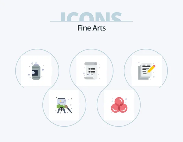 Fine Arts Flat Icon Pack Icon Design Poesía Artes Gráfico — Archivo Imágenes Vectoriales