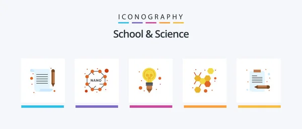 School Science Flat Icon Pack Including Content Bulb Science Atom — Stock vektor