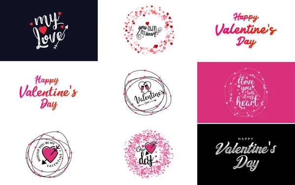Happy Valentine Day Banner Template Romantic Theme Pink Red Color — Stockový vektor