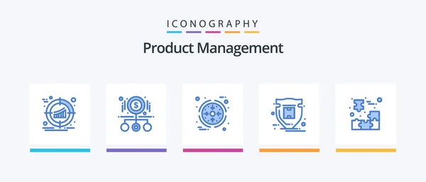 Product Management Blue Icon Pack Including Parcel Protection Pay Package — Stock Vector