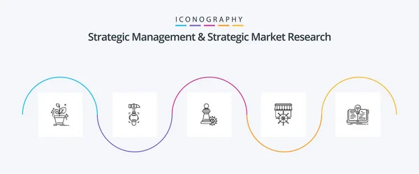 Gestión Estratégica Investigación Estratégica Mercado Línea Icon Pack Incluyendo Idea — Vector de stock
