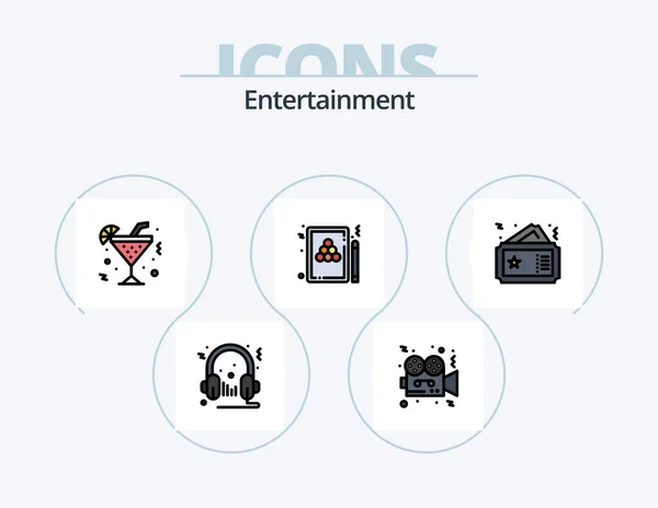 Ligne Divertissement Rempli Icône Pack Icône Design Tic Tac Star — Image vectorielle