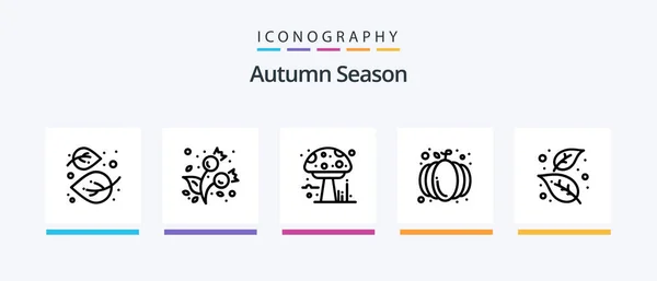 Autumn Line Icon Pack Including Autumn Leaf Wheat Autumn Nature — Stock vektor