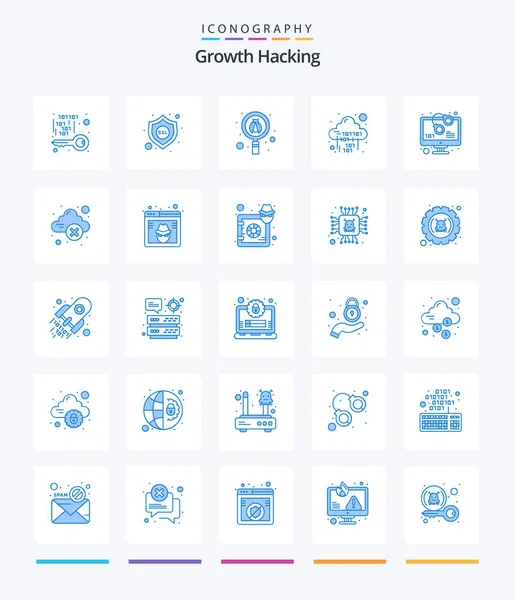 Creative Hacking Blue Icon Pack Code Digital Bug Code Binary — Stock Vector