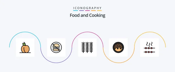 Food Line Filled Flat Icon Pack Including Hungry Food Food — Stock Vector