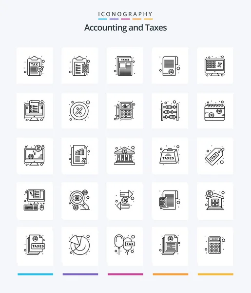 Creative Taxes Outline Icône Pack Tels Que Taxe Finance Les — Image vectorielle