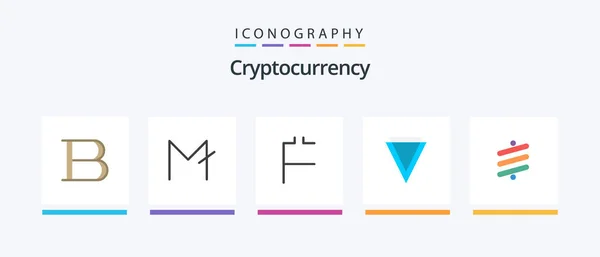 Cryptocurrency Flat Icon Pack Including Coin Crypto Currency First Coin — Stock Vector