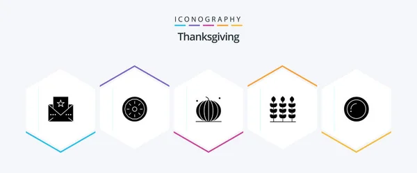Thanks Giving Glyph Icon Pack Including Food Giving Fruit Thanks — Stock Vector