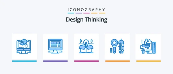 Design Thinking Blue Icon Pack Including Tool Design Web Search — Archivo Imágenes Vectoriales