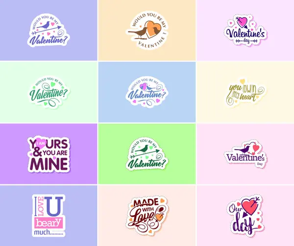 Saying Love You Valentine Day Typography Graphics Stickers — Archivo Imágenes Vectoriales