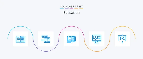 Education Blue Icon Pack Including Education Education Book Video Computer — Stockvector