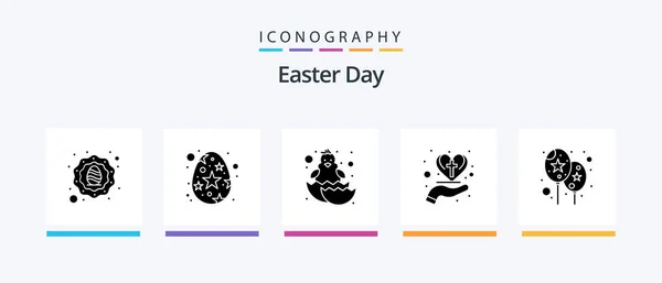 Easter Glyph Icon Pack Including Balloon Christian Baby Celebration Hand — Image vectorielle