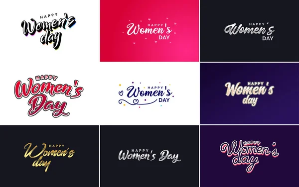 Abstract Happy Women Day Logo Love Vector Design Pink Red — Vector de stock